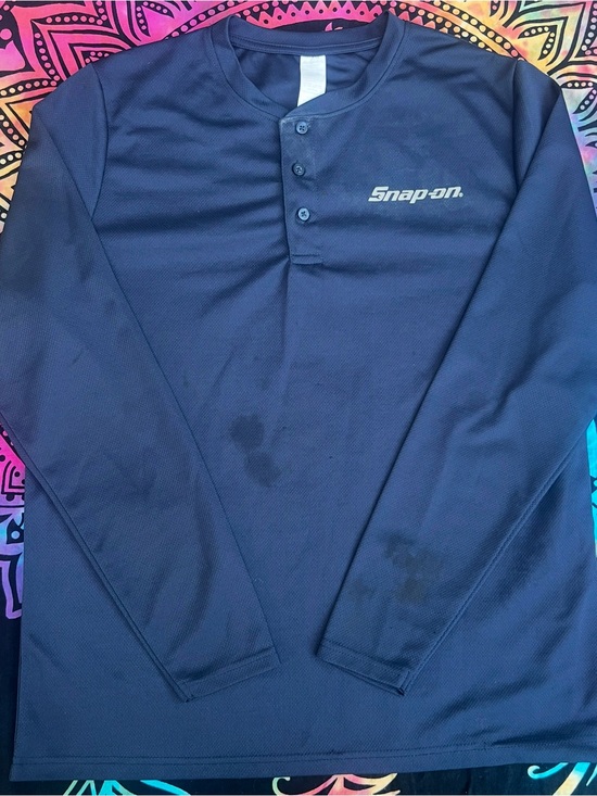 Snap Other - Snap Long Sleeve Henley Shirt in Navy Blue